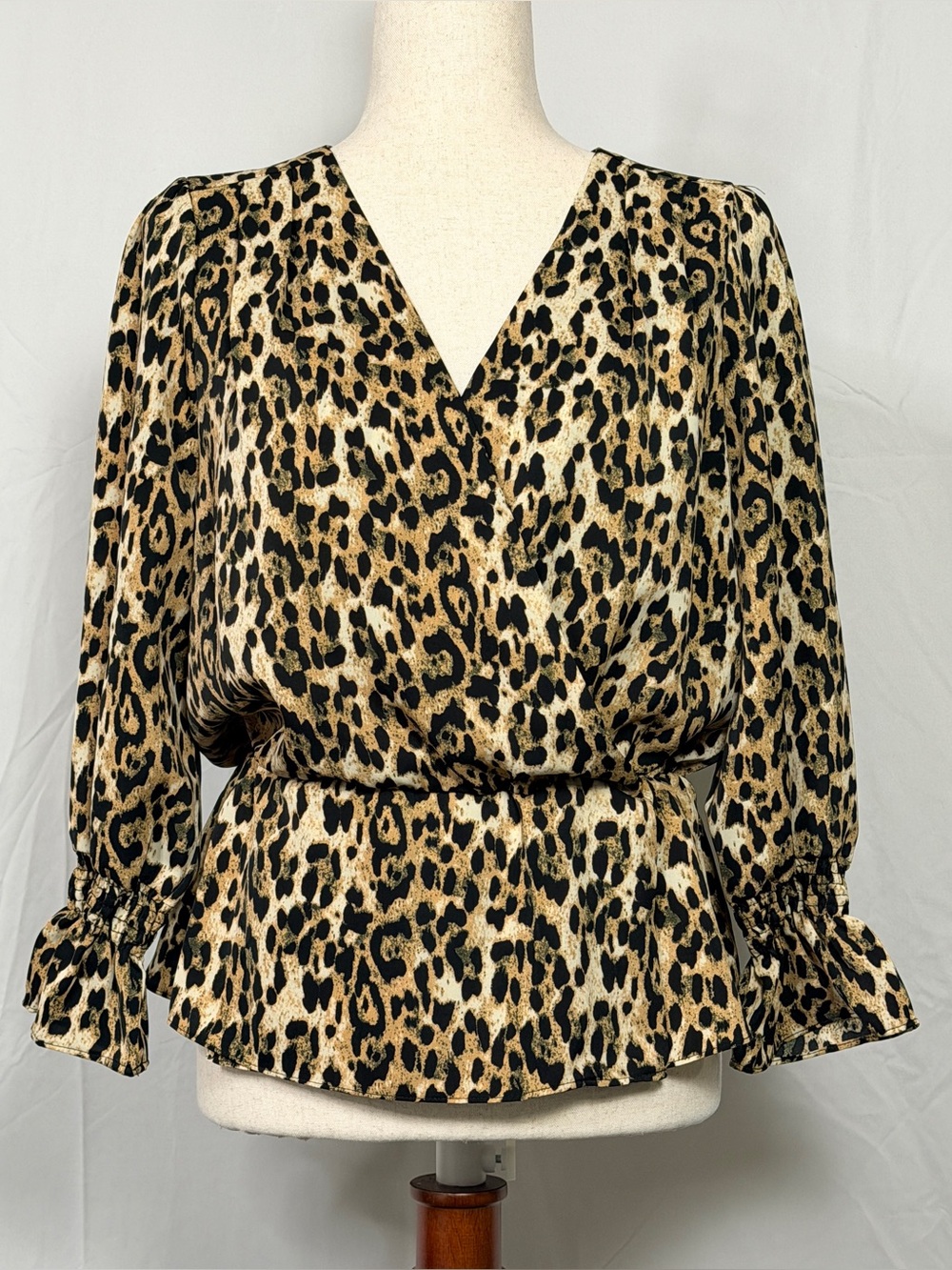 Oat New York Leopard Print V-Neck Peplum Blouse,‎ mobwife, sexy, lux